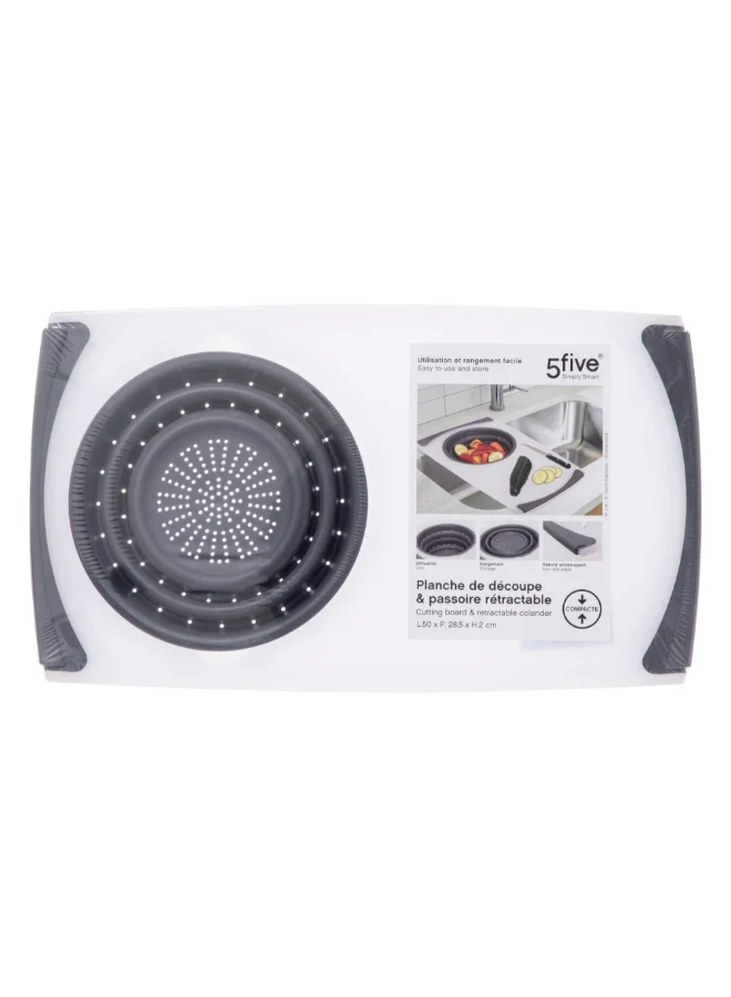 Five Simply Smart Cutting Board with Retractable Colander White and Grey 2 x 28.5 x 50 cm 189920